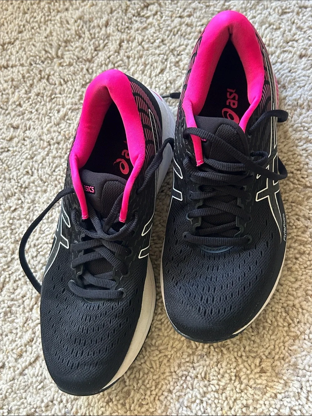 Asics Women's Black & Hot Pink Running Sneakers Gel Cumulus